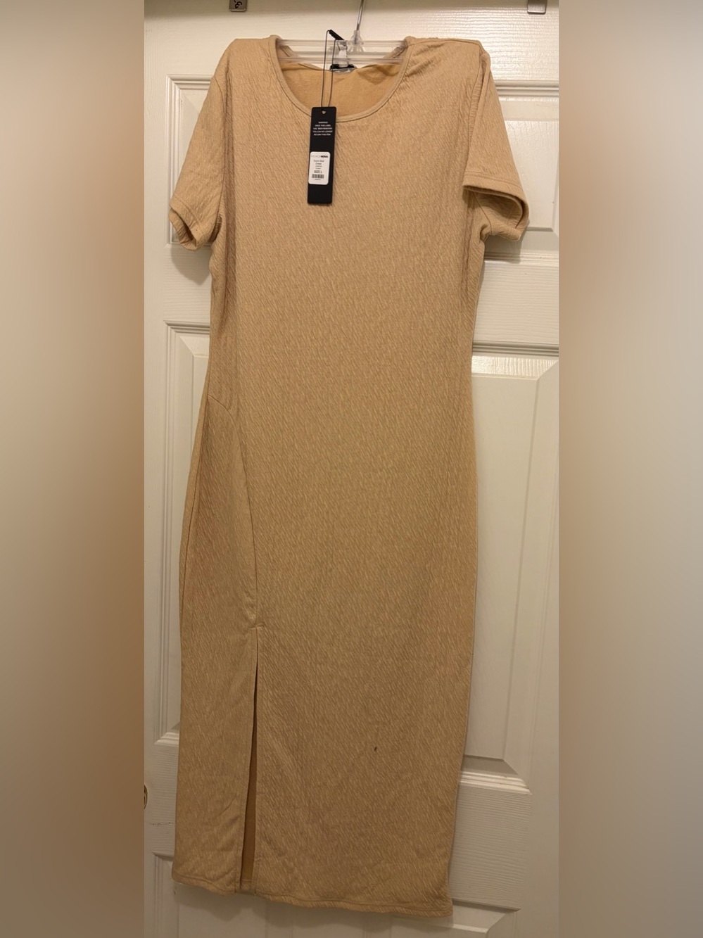 Women’s Short-Sleeve Midi Dress in Beige